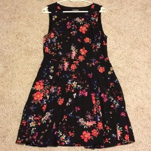 Black floral pattern skater dress from Express- 12